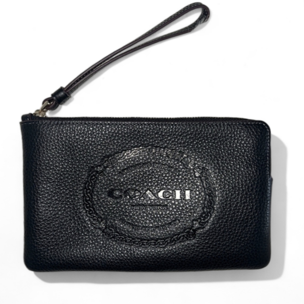 🖤 COACH Large Corner Zip Wristlet Classic COACH Heritage Design Black LAST ONE - Picture 5 of 5